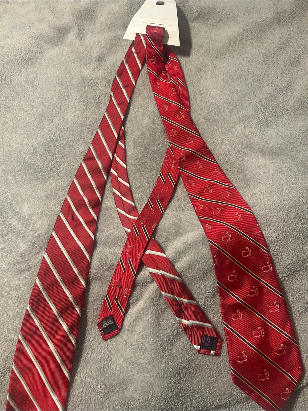Masters Red and Silver Striped & Patterned Men's Tie Set